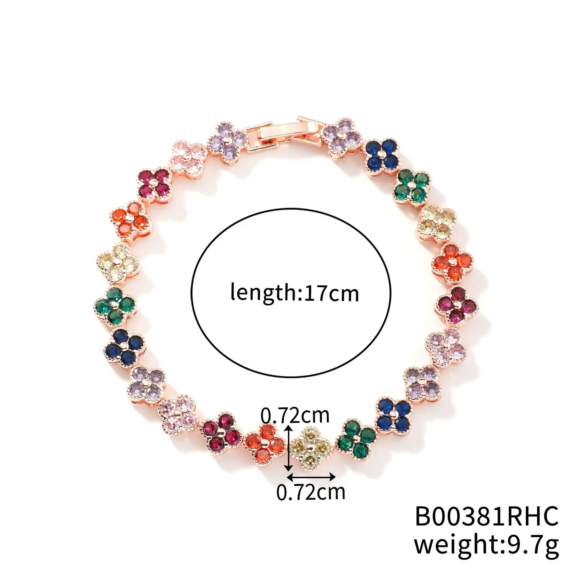 1Pc Rainbow Colorful Clover Zircon Bracelet Fashion Charm Gorgeous Charm Exquisite Cute Sweet Shining Crystal Jewelry Gift