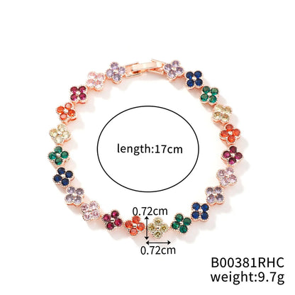 1Pc Rainbow Colorful Clover Zircon Bracelet Fashion Charm Gorgeous Charm Exquisite Cute Sweet Shining Crystal Jewelry Gift